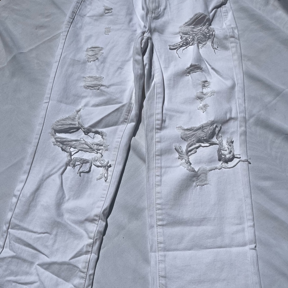 Straight Ripped White Jeans - Picture 2 of 6